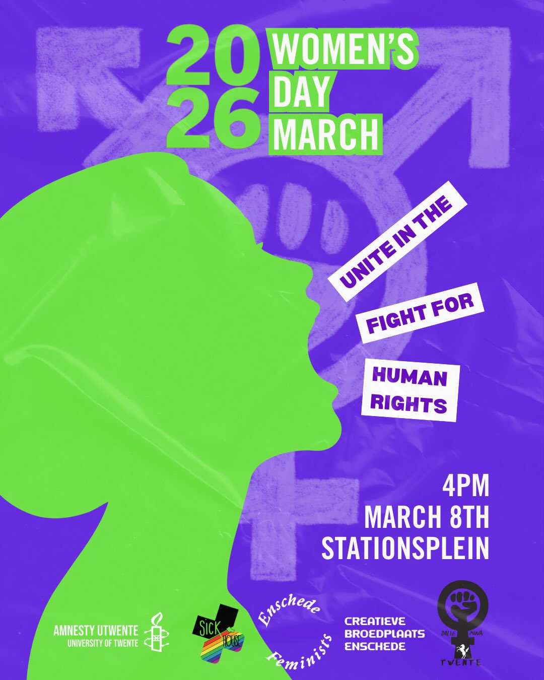 On March 8th at 16 00 we gather at Stationsplein in Enschede to march together for human rights