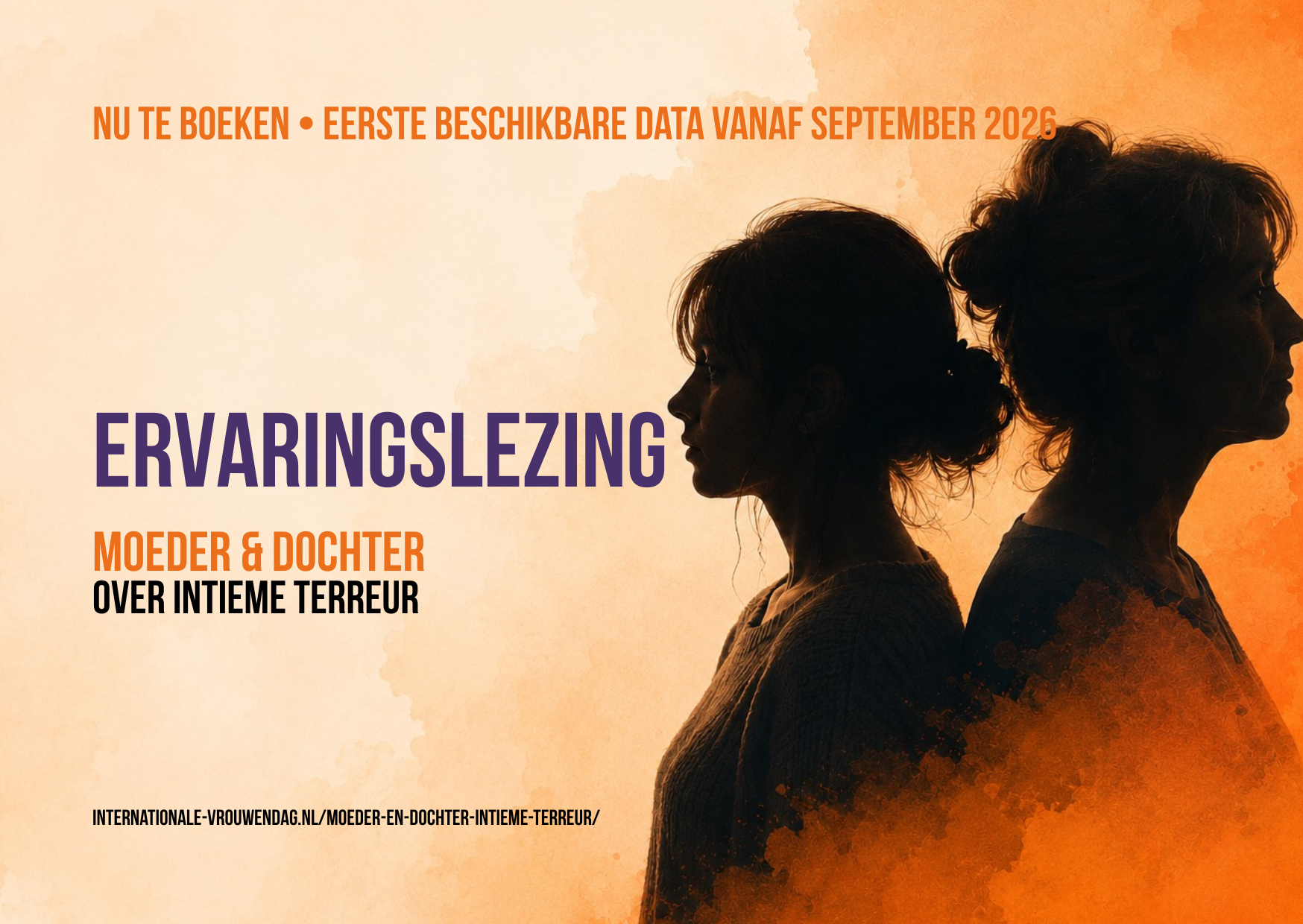 Thema 2027 Internationale Vrouwendag - #DitIsDeNorm 2 at gebeurt er als een moeder en haar dochter samen vertellen over intieme terreur? Die vraag hield mijn dochter en mij serieus de afgelopen tijd steeds vaker bezig. Na heel lang nadenken hebben we besloten om onze ervaringen samen in te zetten in een ervaringslezing over intieme terreur. Niet als twee losse verhalen, maar als een gesprek tussen moeder en dochter. Juist die dialoog laat zien hoe verschillend dezelfde werkelijkheid kan worden beleefd. Waar mijn dochter vertelt hoe dwingende controle (coercive control) van binnenuit voelt, vertel ik als moeder wat ik zag, hoe machteloos ik mij soms voelde ook in verband met het systeem en welke lessen ik daaruit heb geleerd. Intieme terreur raakt niet alleen het slachtoffer, maar ook kinderen, ouders, familie, vrienden en de mensen die proberen te helpen. We gaan in gesprek over de impact op het dagelijks leven en het belang van veiligheid, herstel en onze toekomst. Onze ervaringslezing is geschikt voor gemeenten, zorg- en welzijnsorganisaties, politie, onderwijs, werkgevers, maatschappelijke organisaties en serviceclubs. Ook sluit de bijeenkomst goed aan bij activiteiten tijdens Orange the World. 📅 Boekingen zijn mogelijk vanaf september 2026. We willen met deze lezing bijdragen aan meer bewustwording en ook duidelijk maken dat het systeem niet zonder informatie van ouders, familie en naaste kan omdat signalen vanuit het slachtoffer bij het systeem vaak anders worden verteld dan aan familie. Maar ook dat een slachtoffer na vertrek het hele proces vaak niet alleen aankan maar juist de hulp nodig heeft van familie. Meer informatie is te vinden op de website. Link in reacties. #IntiemeTerreur #DwingendeControle #OrangeTheWorld