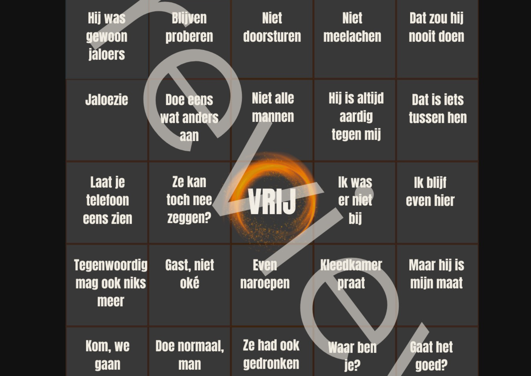 Preview bingokaart orange the world voor mannen